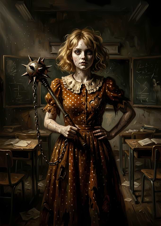 Creepy Doll Girl with Flail