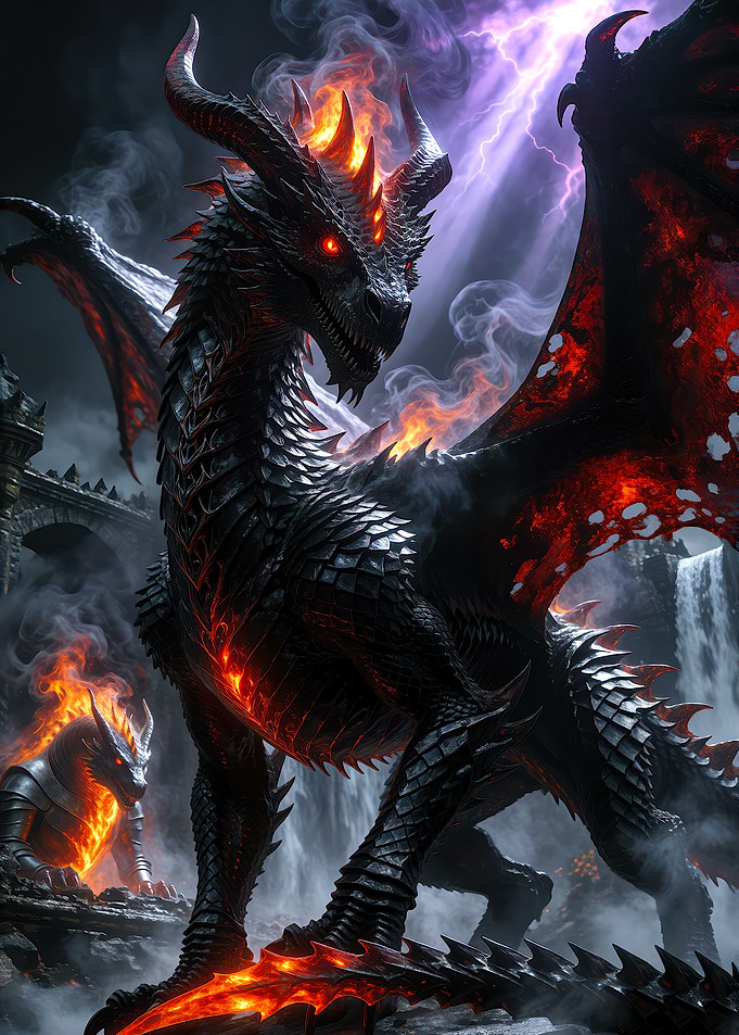 Majestic Black Fire Dragon