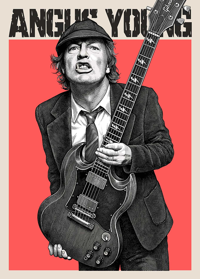 Angus Young AC/DC Guitarist Portrait