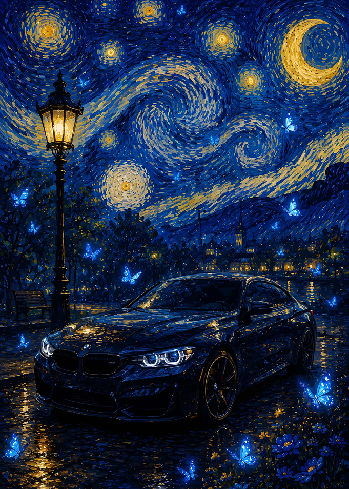 BMW in Starry Night Style