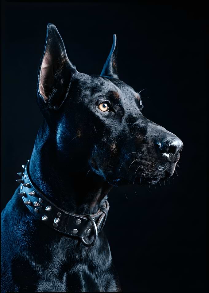 Doberman Pinscher with Spiked Collar