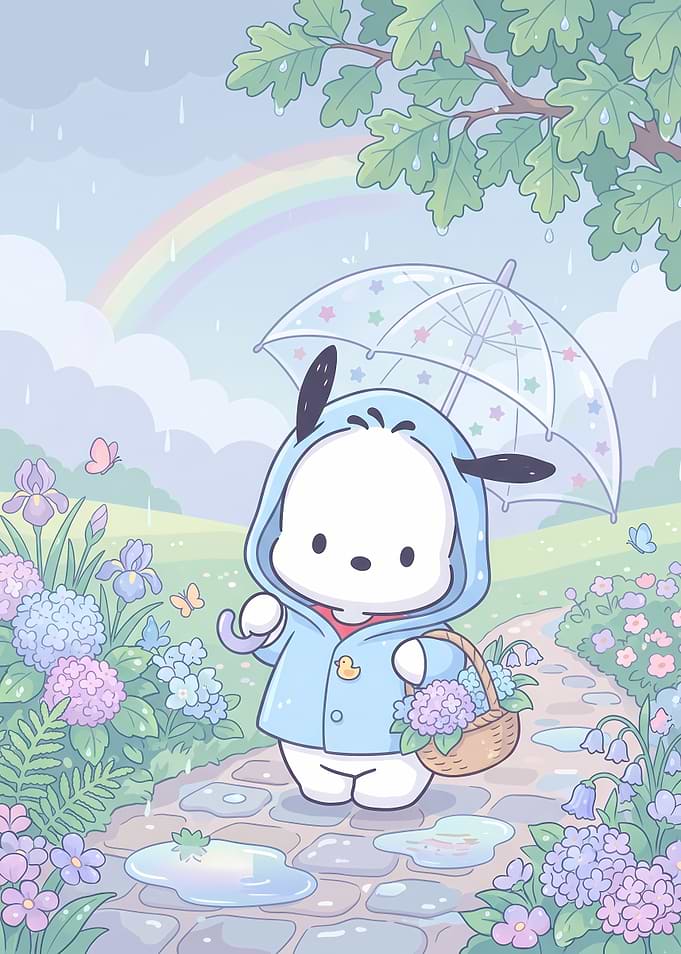 Pochacco Walking in the Rain