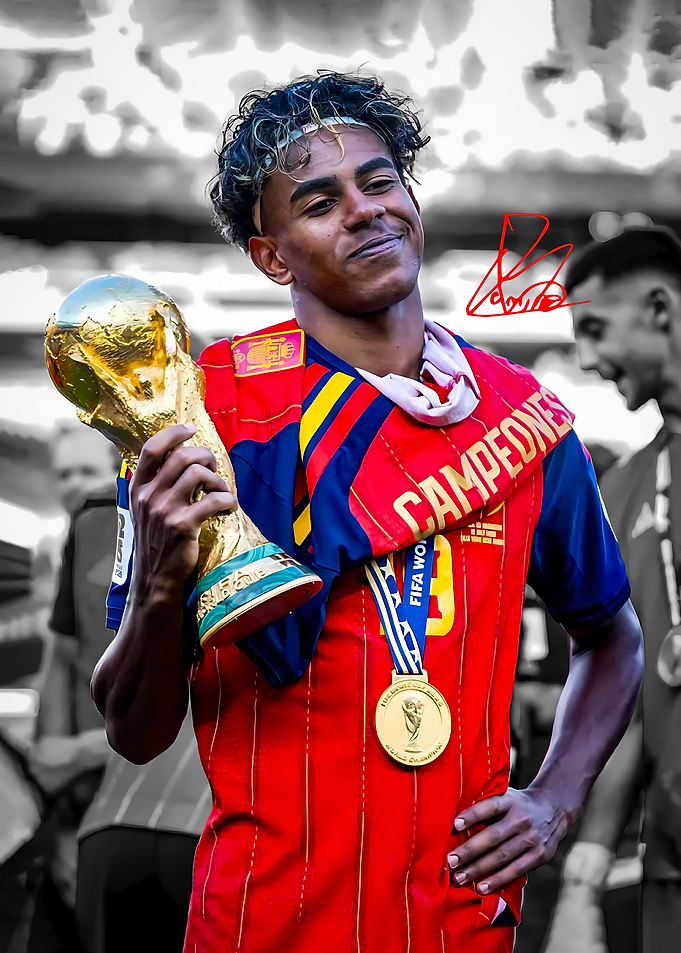 Lamine Yamal World Cup Champion Portrait