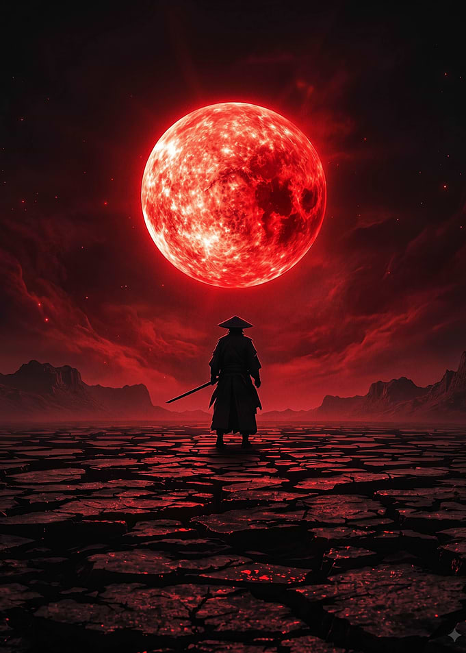 Samurai Under a Blood Red Moon