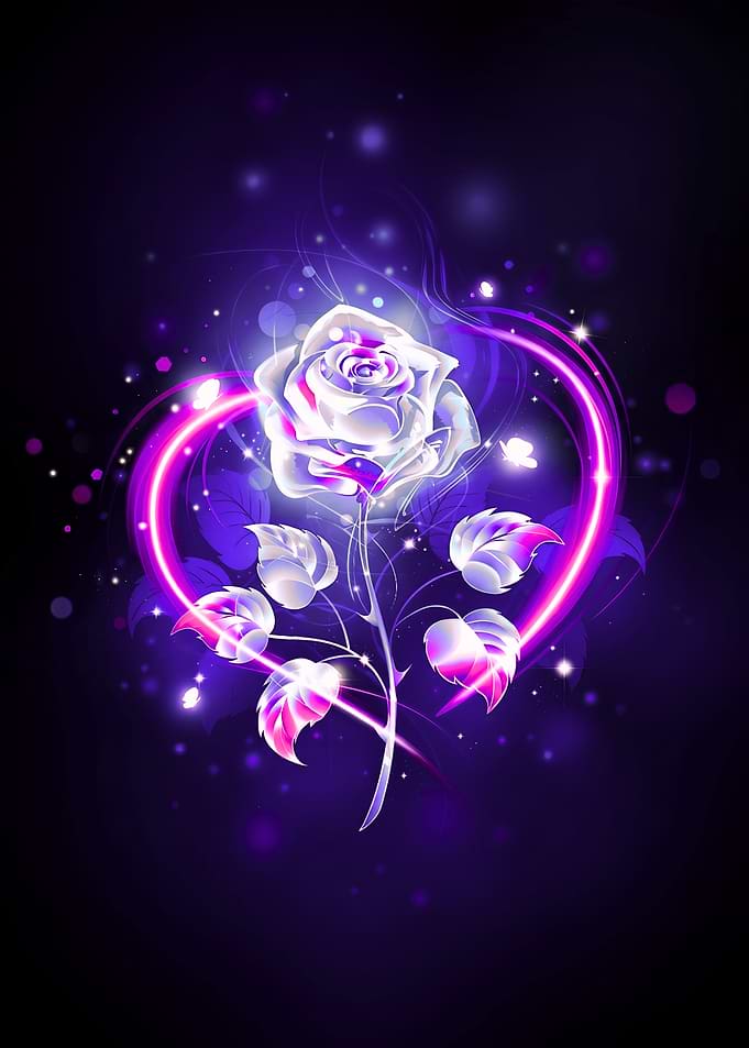 Glowing Neon Heart Rose
