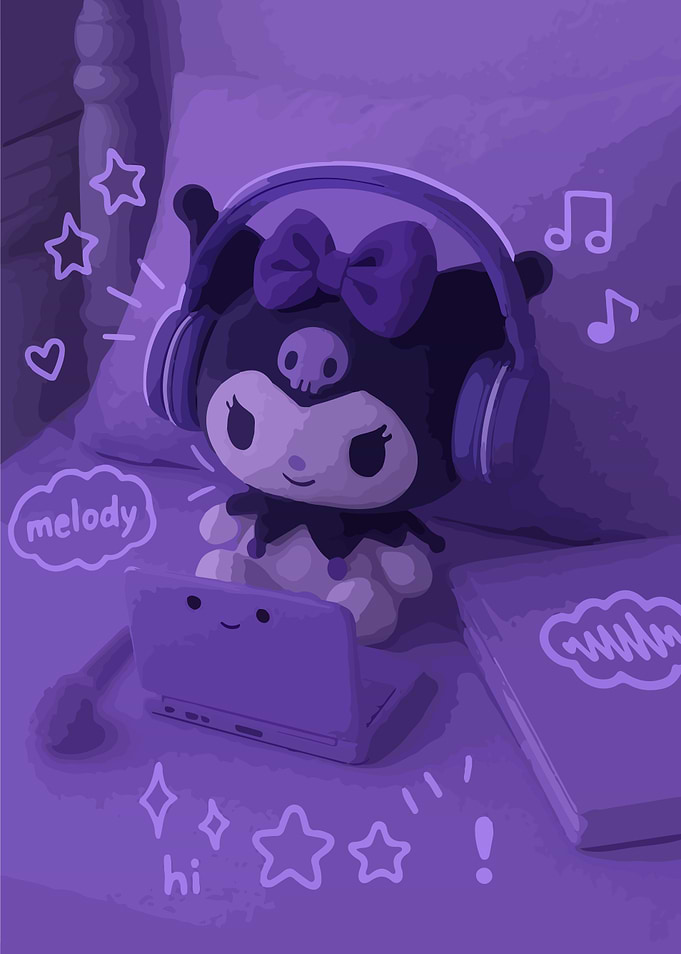 Kuromi Listening to Music