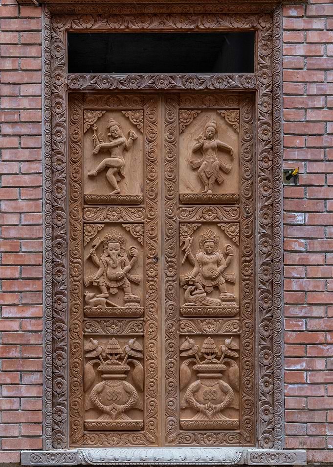 Intricately Carved Traditional Wooden Door