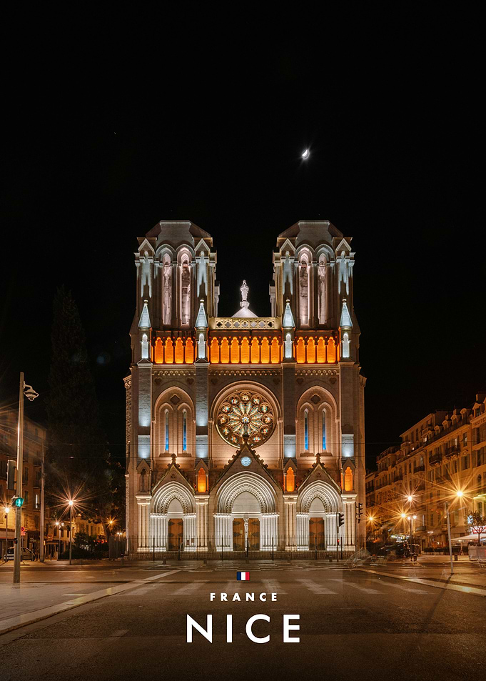 Basilica of Notre-Dame de Nice at Night