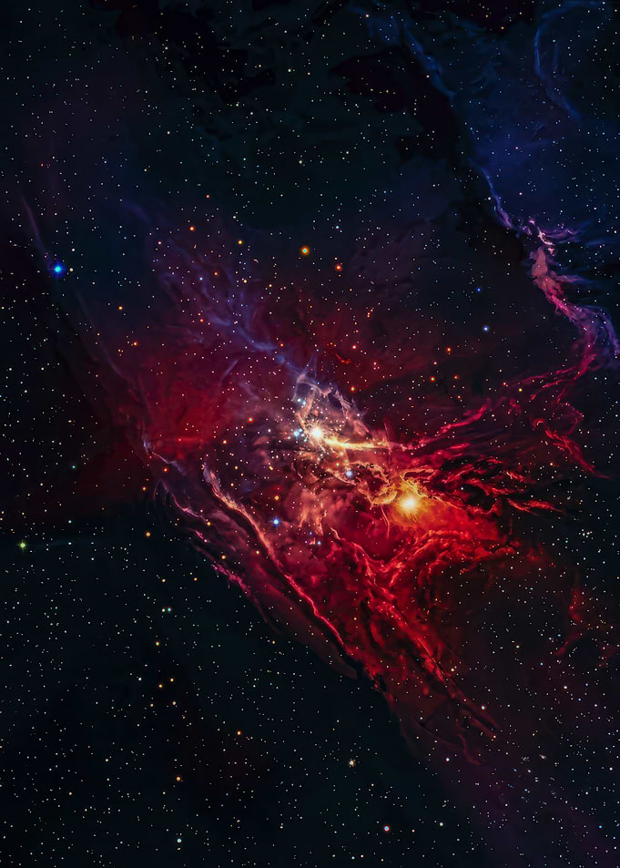 Vibrant Red Nebula in Deep Space