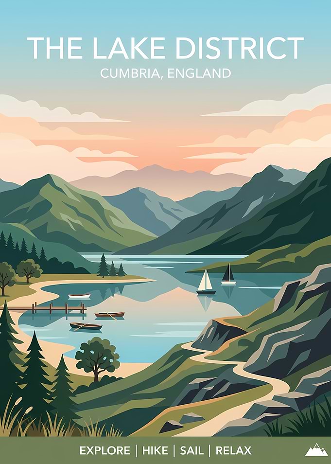 The Lake District Travel Poster