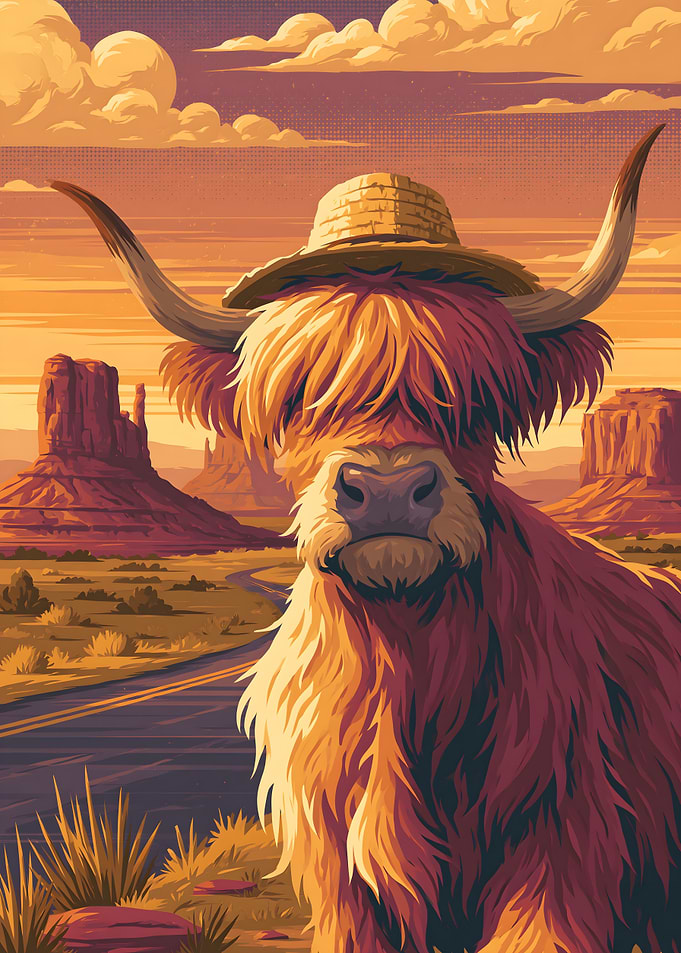 Highland Cow in Monument Valley