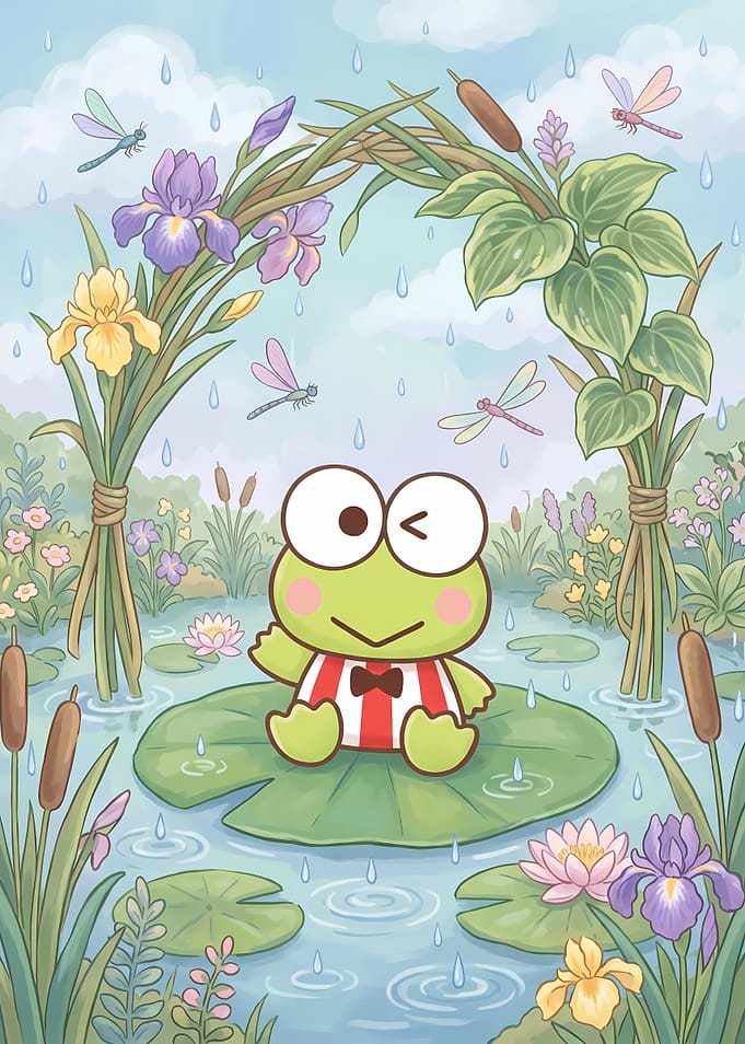 Keroppi Winking on a Lily Pad