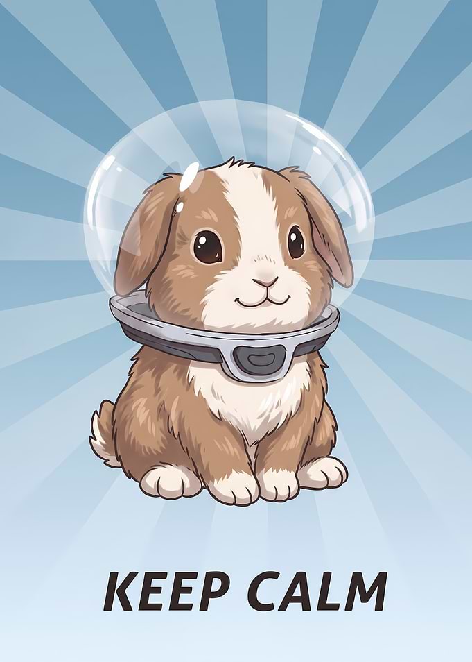 Cute Astronaut Bunny Keep Calm Poster