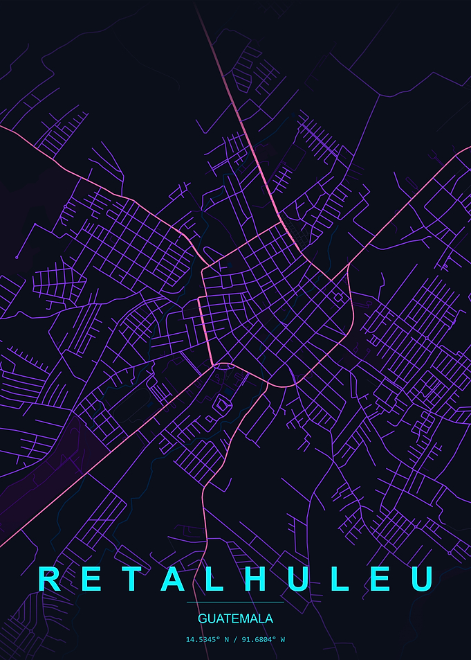 Retalhuleu Guatemala City Map Poster