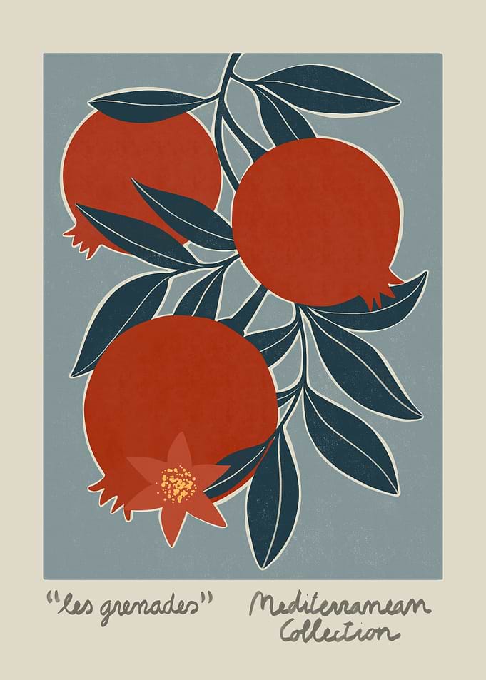 Minimalist Pomegranate Botanical Art Print