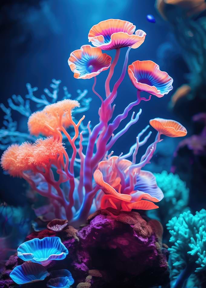 Bioluminescent Underwater Coral Reef
