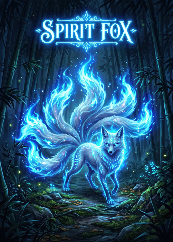Spirit Fox Fantasy Forest Illustration