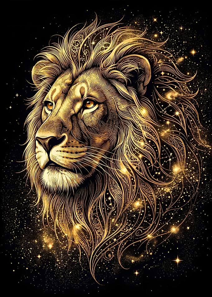 Golden Celestial Lion Portrait