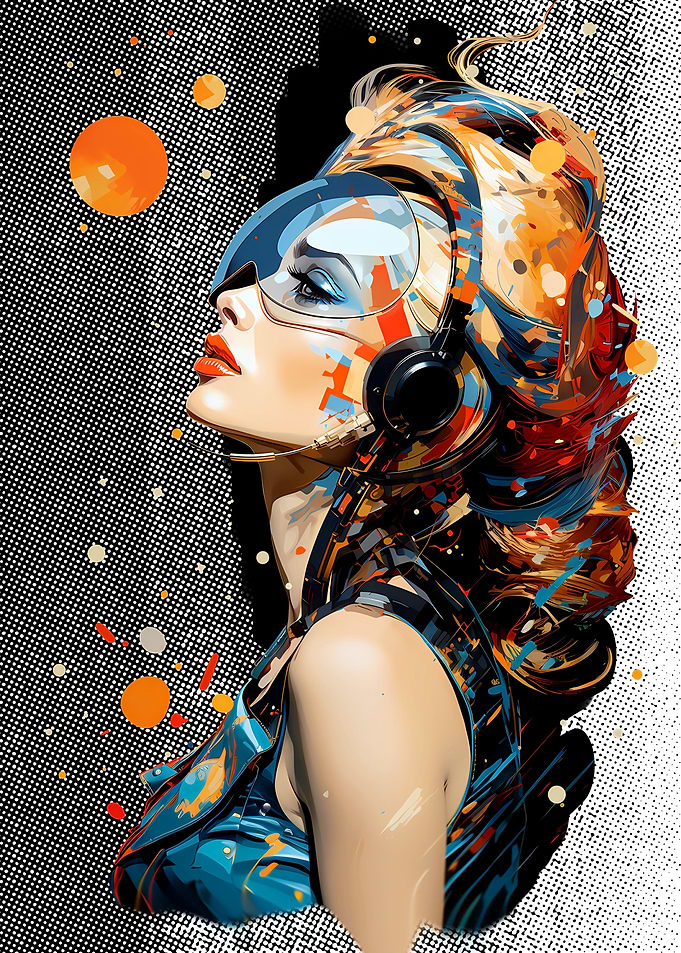 Pop Art Cyberpunk Woman Portrait