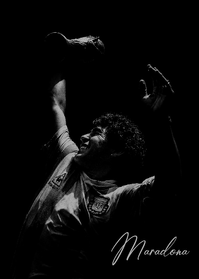 Diego Maradona Noir World Cup Victory Poster