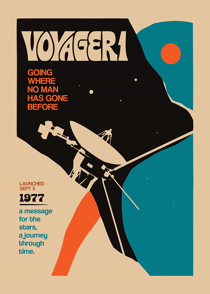 Voyager 1 Retro Space Poster