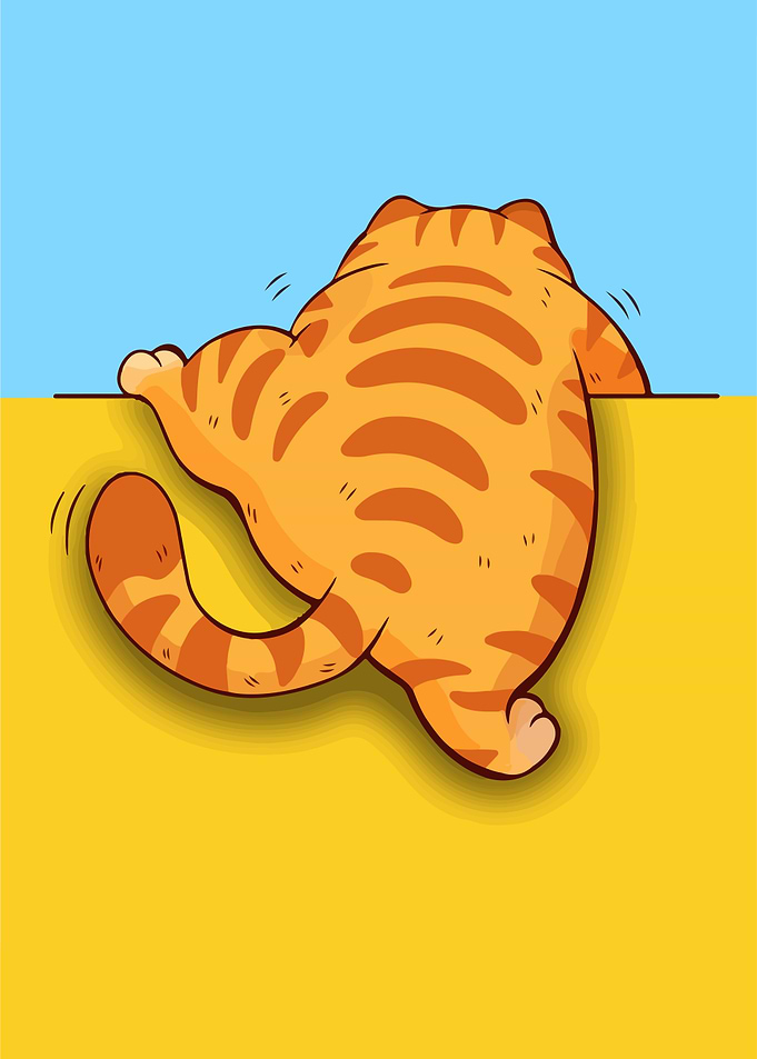 Chubby Orange Tabby Cat Climbing