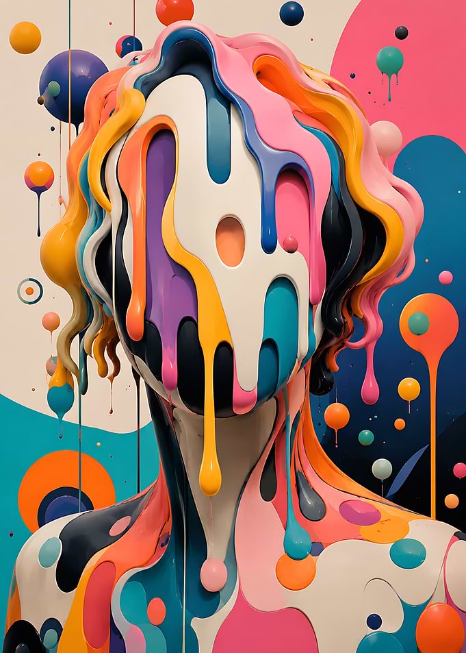 Abstract Colorful Melting Human Figure