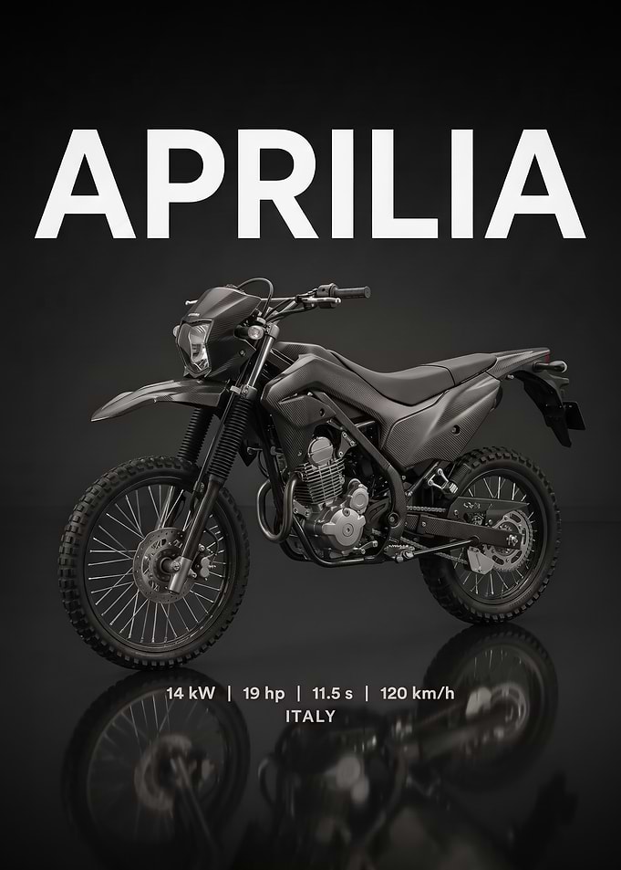 sleek Aprilia Dual Sport Motorcycle Poster