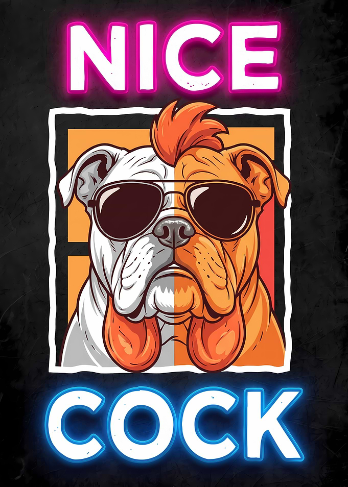 Cool Bulldog Rooster Hybrid Graphic