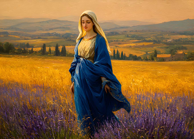 Virgin Mary in a Golden Field