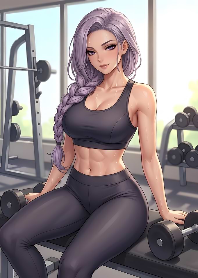 Cute Anime Woman Gym Girl