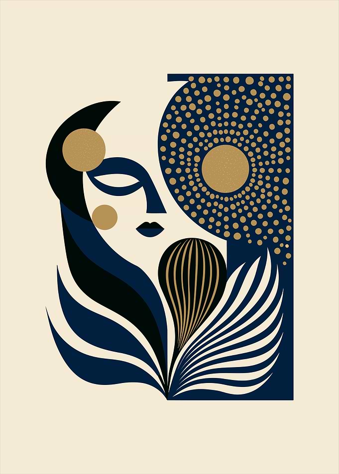 Abstract Minimalist Moon Goddess