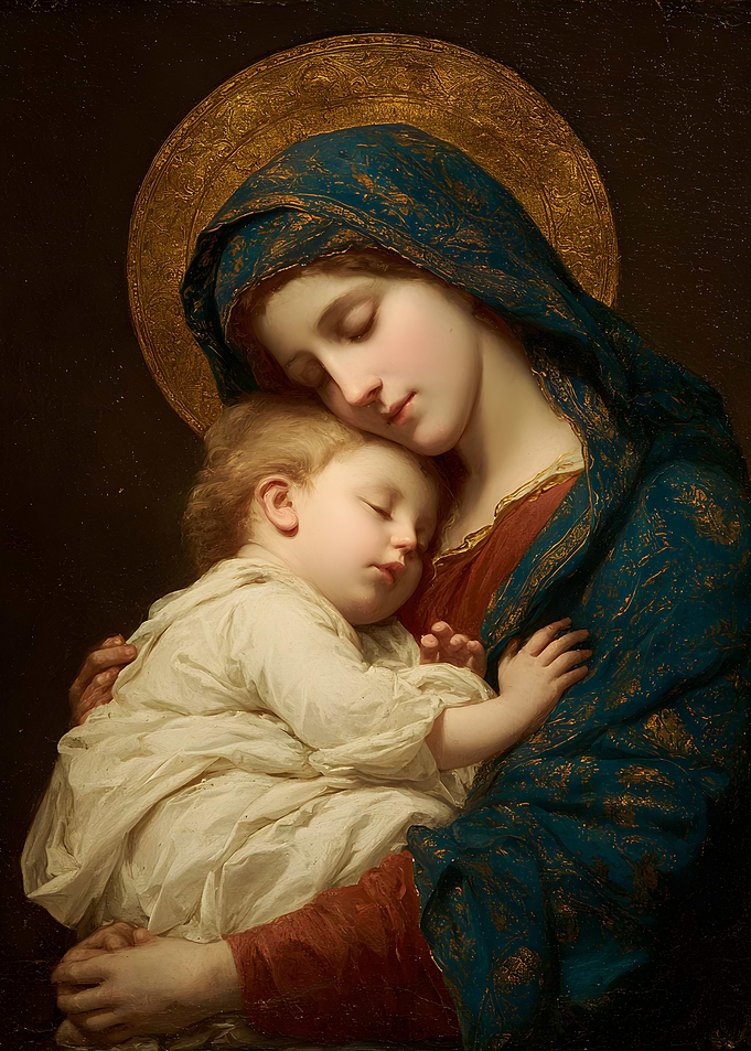 Madonna and Child Sleeping Painting