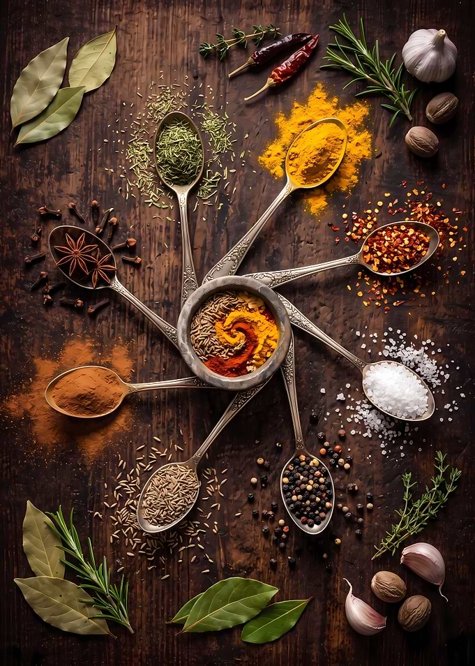 Assorted Spices and Herbs Arrangement
