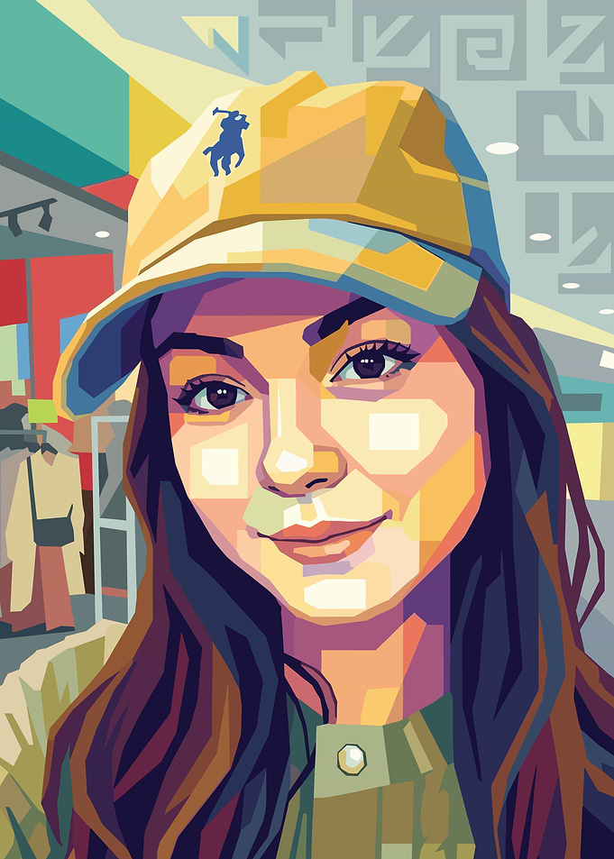 WPAP Style Portrait of Young Woman