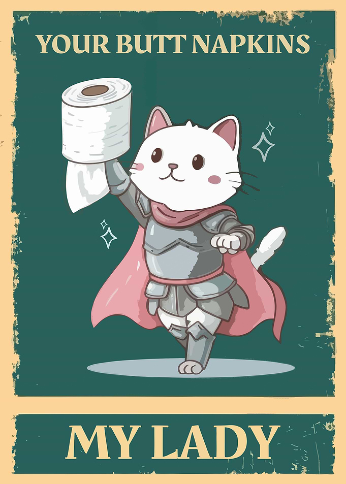 Knight Cat Toilet Paper Poster
