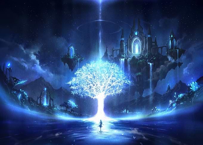 Ethereal Glowing Tree Fantasy Landscape