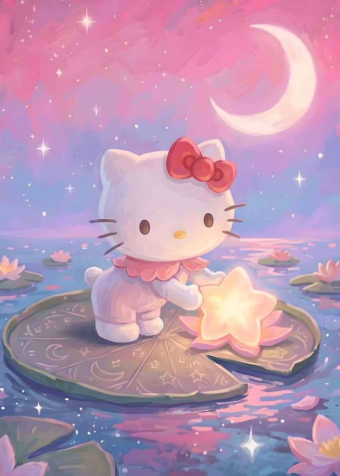 Hello Kitty on a Lily Pad