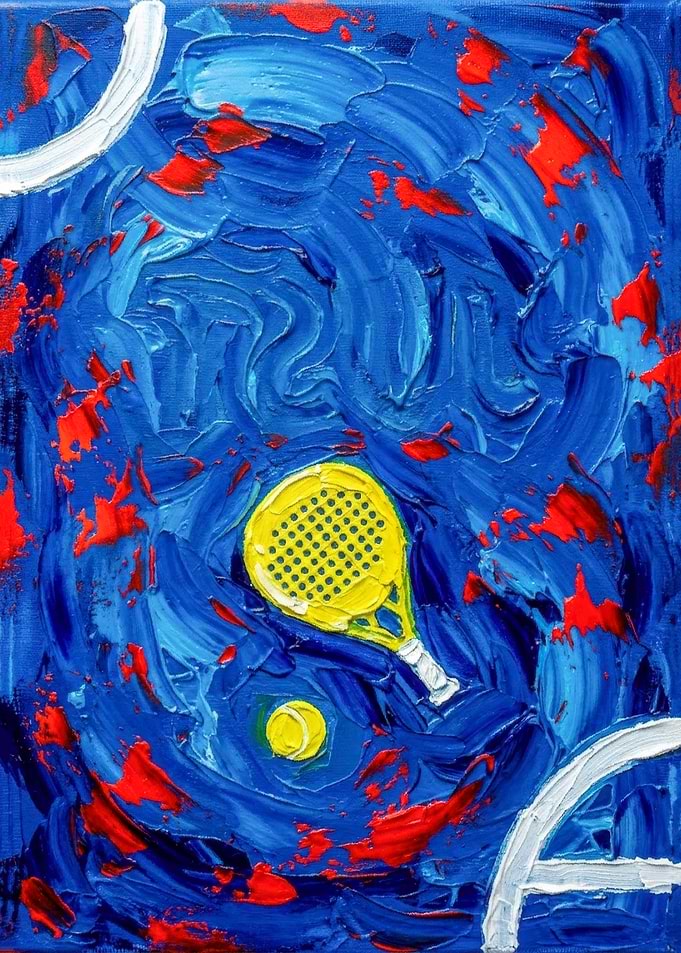 Abstract Padel Racket and Ball Painting