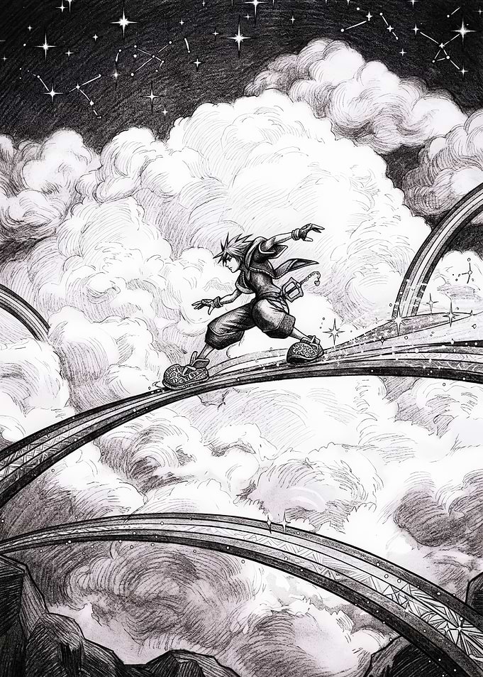 Sora Riding the Keyblade Glider