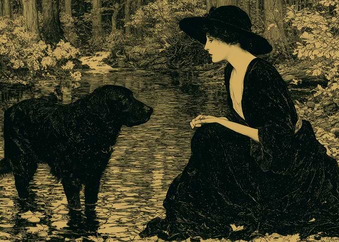 Silent Companions by the Woodland Stream