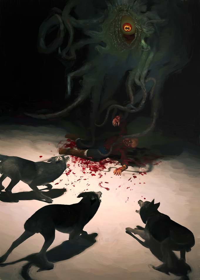 Eldritch Horror Attacking a Man
