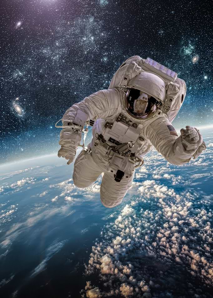 Astronaut Floating Above Earth