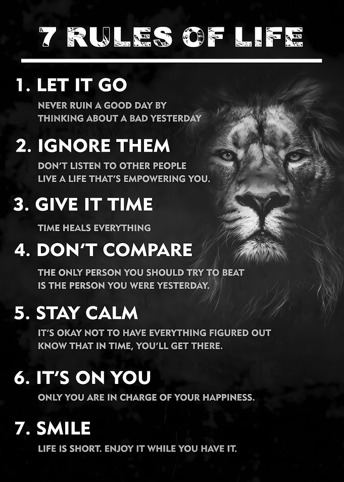 7 Rules of Life Motivational Poster
