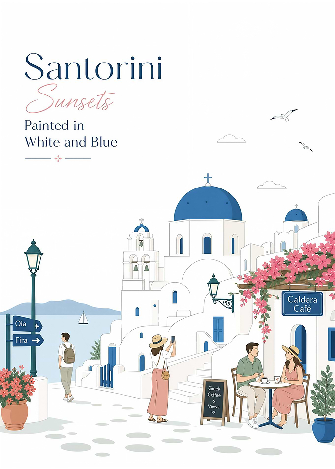 Santorini Travel Illustration