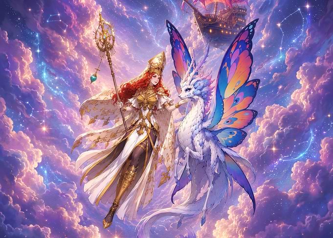 Celestial Priestess and Butterfly Dragon
