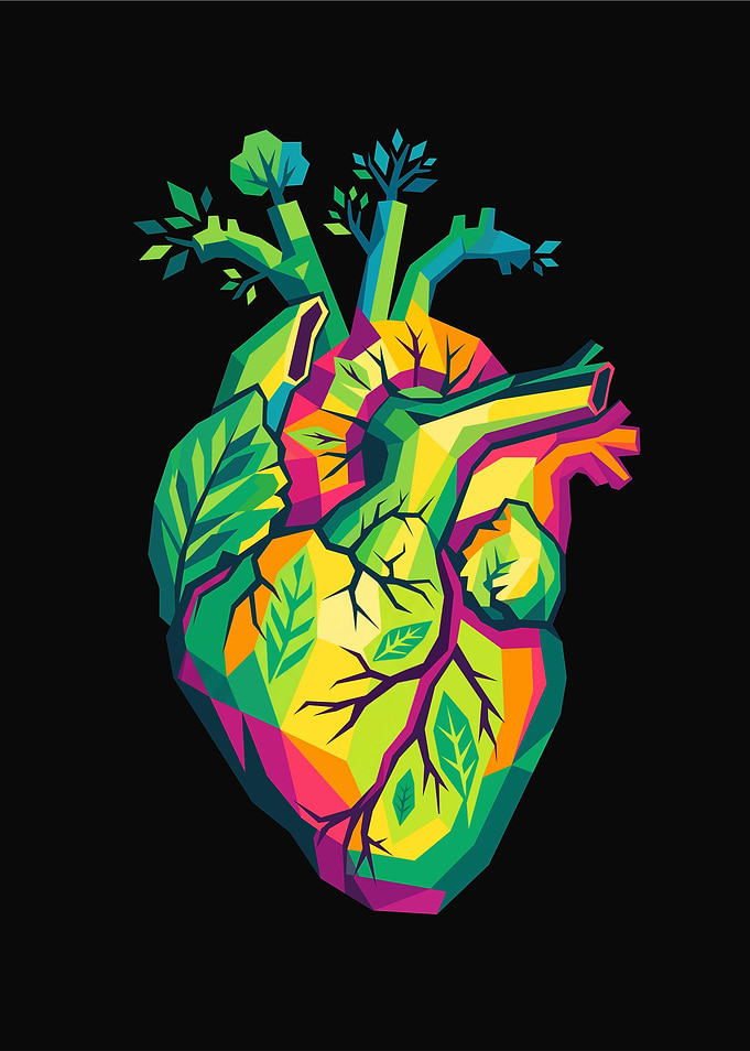 Colorful Geometric Nature Heart Illustration