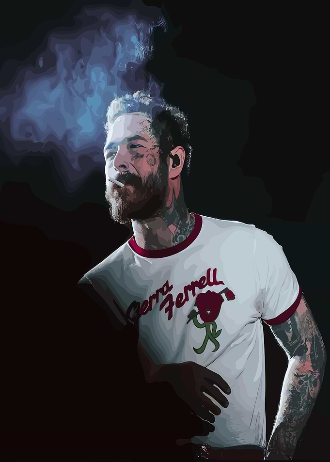 Post Malone Smoking Portrait Illustration