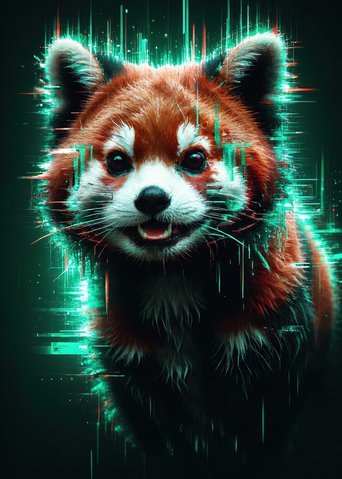 Glitch Art Red Panda Portrait