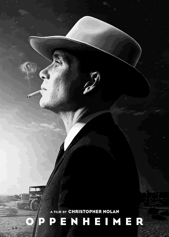 Black and White Oppenheimer Art Movie